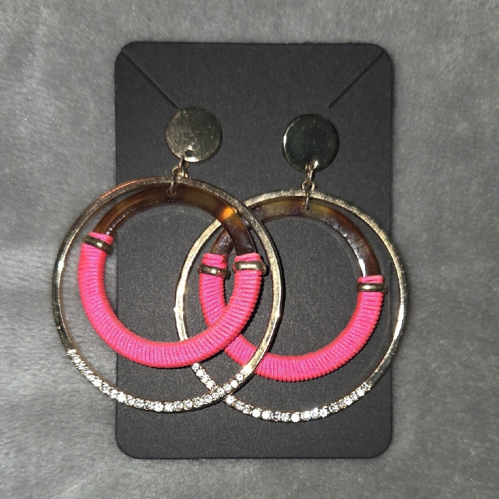 Pink and Gold Hoop Earrings